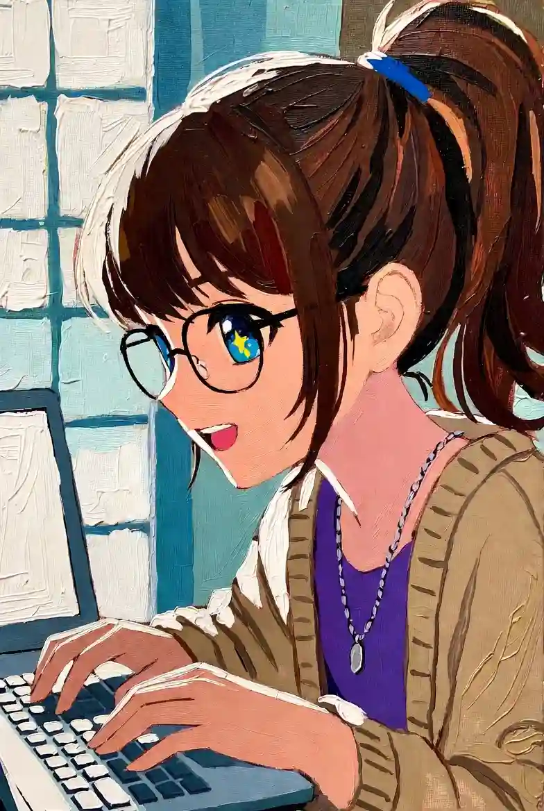 机でノートパソコンを使う人物を描いたStudio Ashlornのイラスト